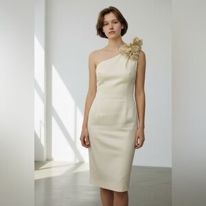 Valentino cream one shoulder mini dres